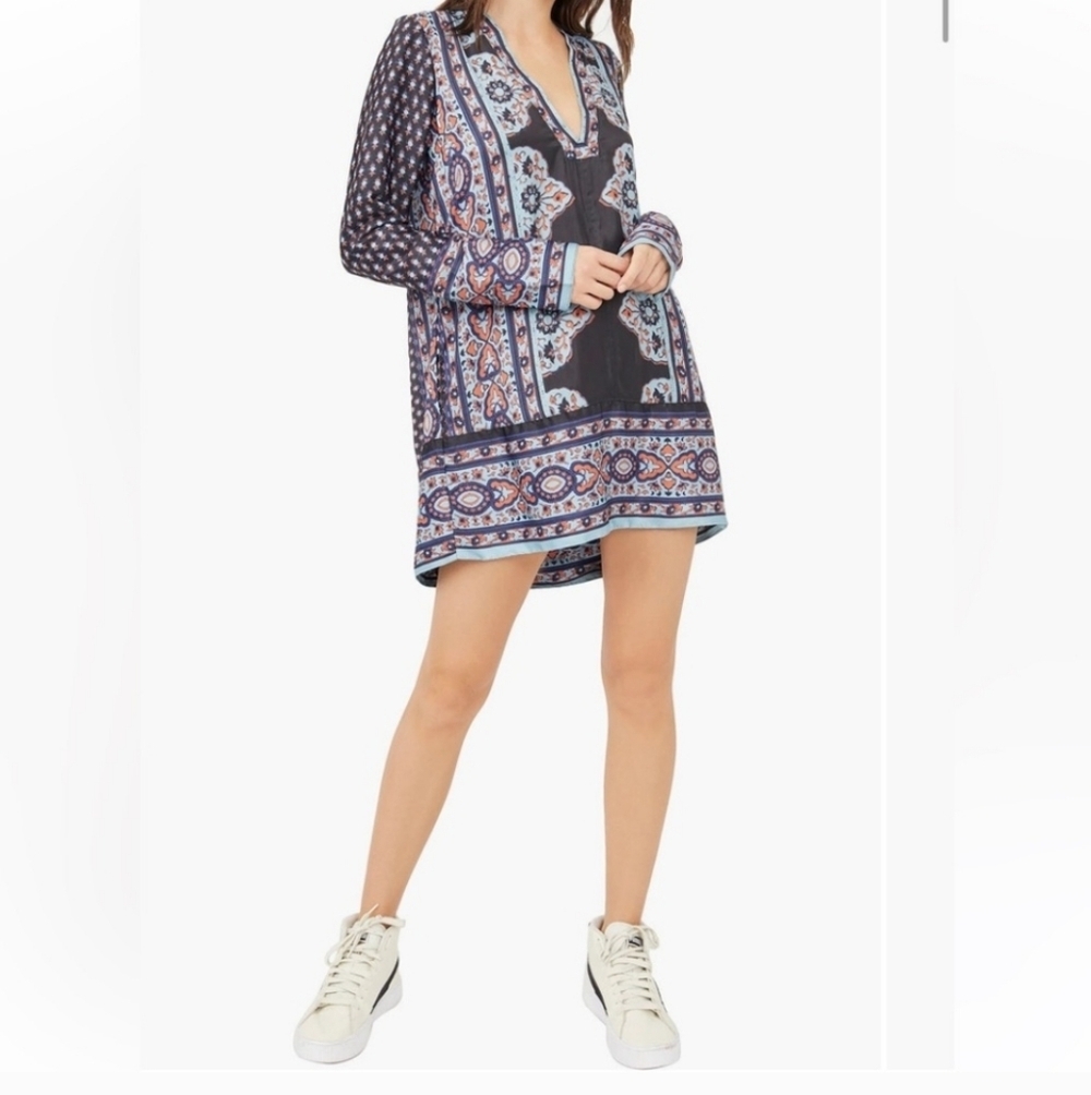 Free People Meadow Mod mini dress long sleeves size Large - Picture 3 of 15